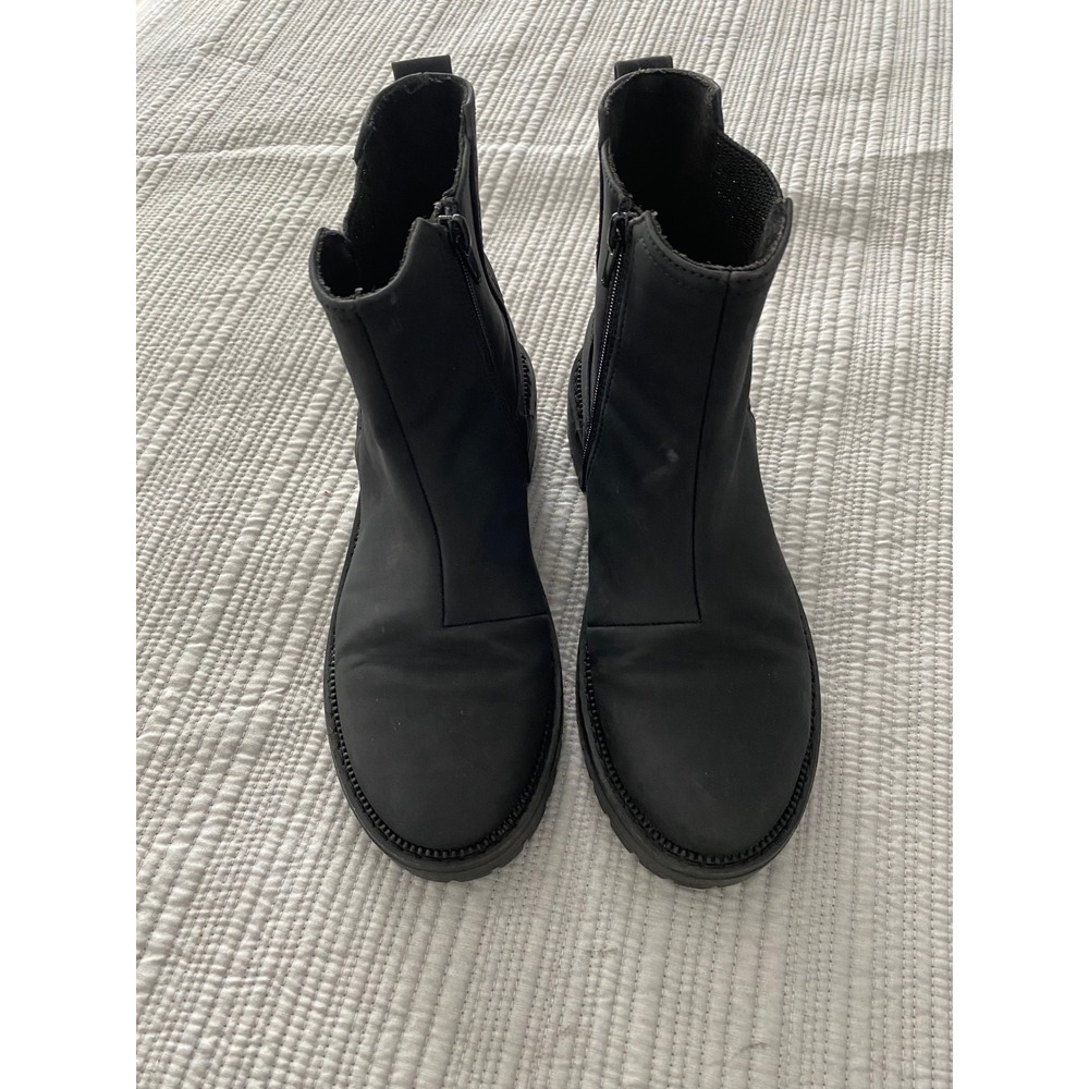 TOMS Bennet Chelsea Lug Boots Women Size 3 Black Water Resistant Glitter Boho